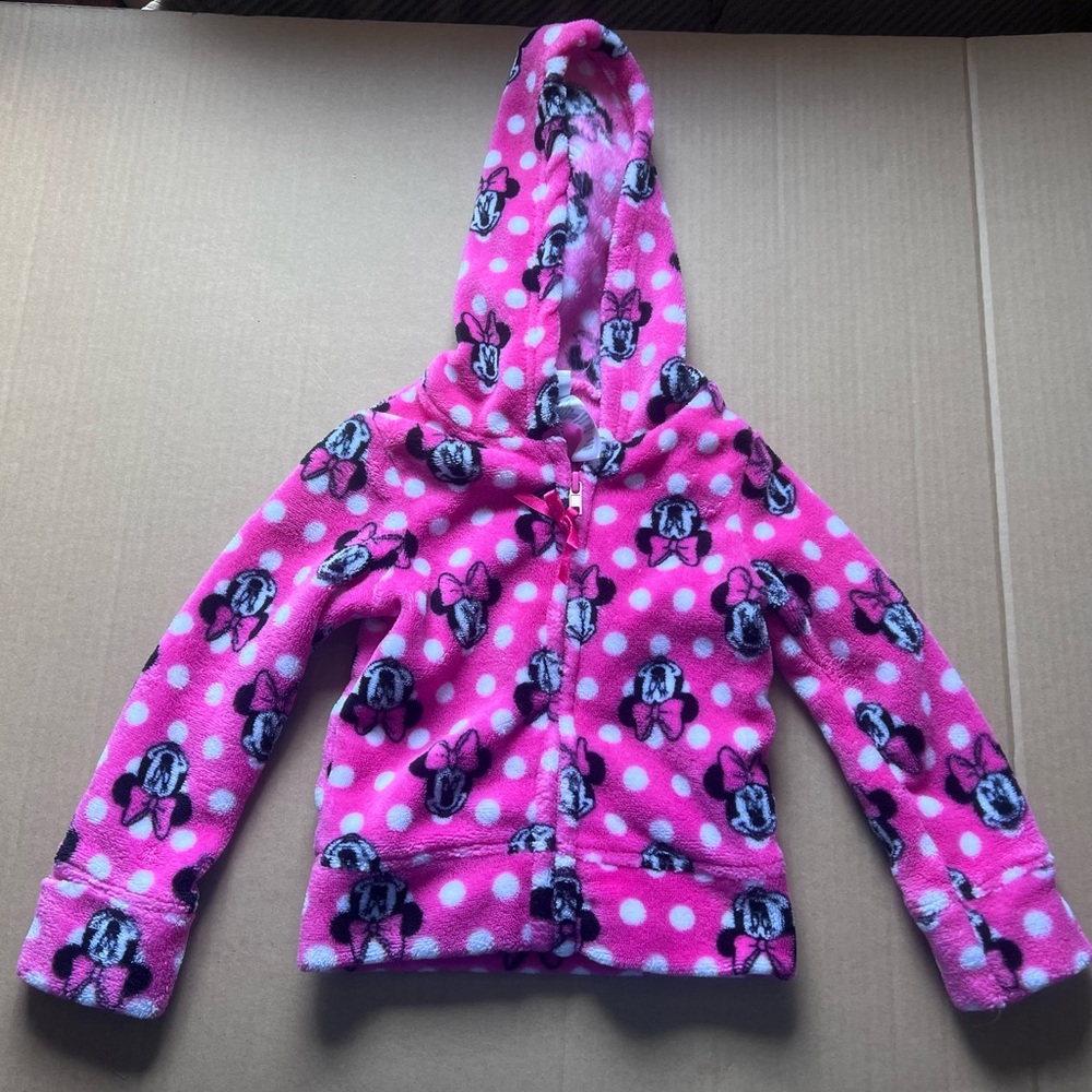 Disney Minnie Mouse Pink Polka Dot Kids Full Zip Jacket 2T